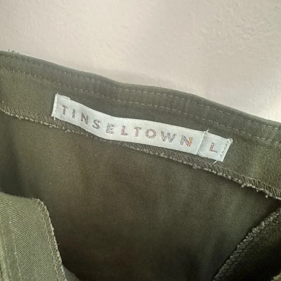 Tinseltown Olive Ruffle-Strap Button Mini Dress - Picture 10 of 12